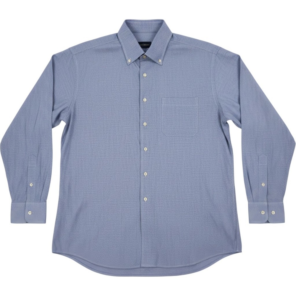 Scott Barber Mens XL Blue White Houndstooth Cotton Button Down Shirt Long Sleeve